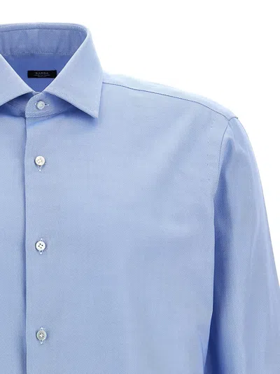 Barba Napoli Barba Tailored Poplin Shirt With Button Closure In Light Blue
