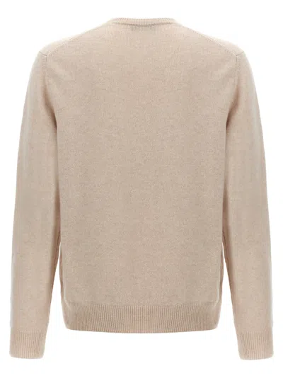 Zanone Ribbed Wool Crewneck Sweater With Cuffed Sleeves In Brown