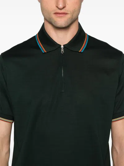 Shop Paul Smith Signature Stripe Cotton Polo Shirt In Green