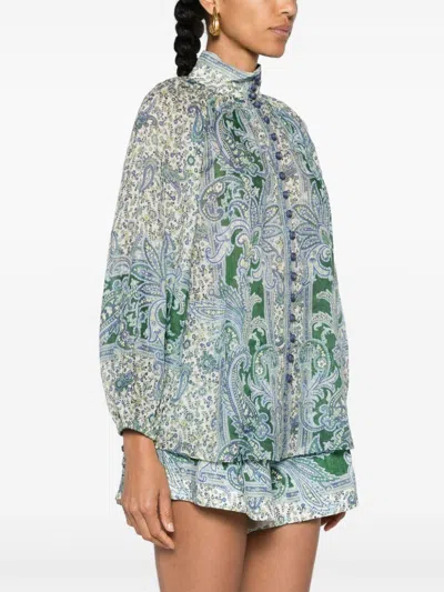 Shop Zimmermann Paisley Print Blouse In Green