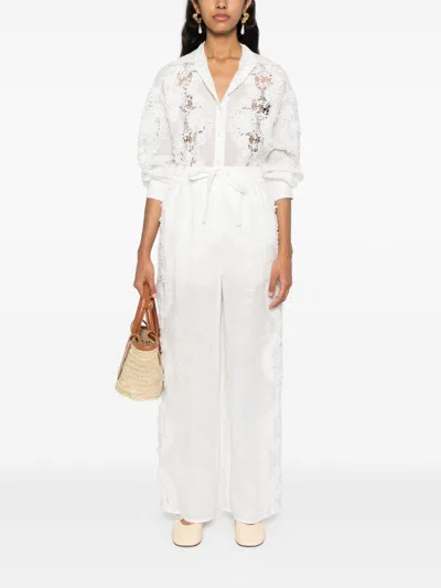 Shop Zimmermann Lace Trim Detail Shirt In White