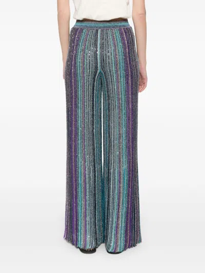 Shop Missoni Striped Wide Leg Trousers In Clear Blue