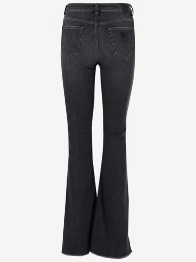 Shop Pinko Stratch Cotton Blend Flared Jeans In Denim