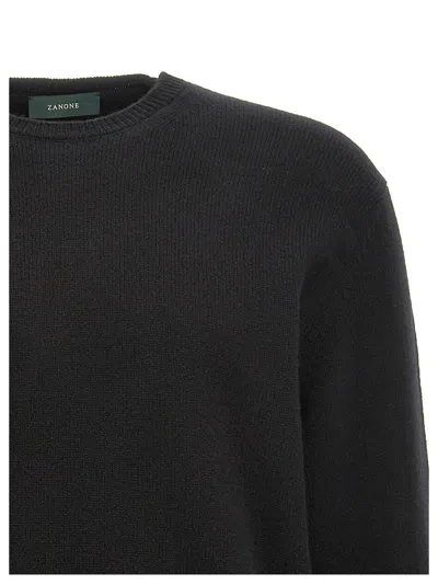 Zanone Black Crewneck Sweater In Black