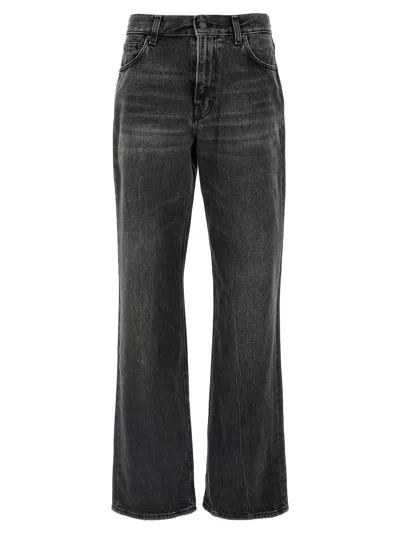 Haikure 'korea' Grey Jeans With Faded Effect And Logo Patch On The Back In Black