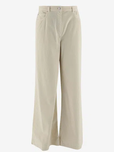 Shop Pinko Cotton Blend Pants In Ivory