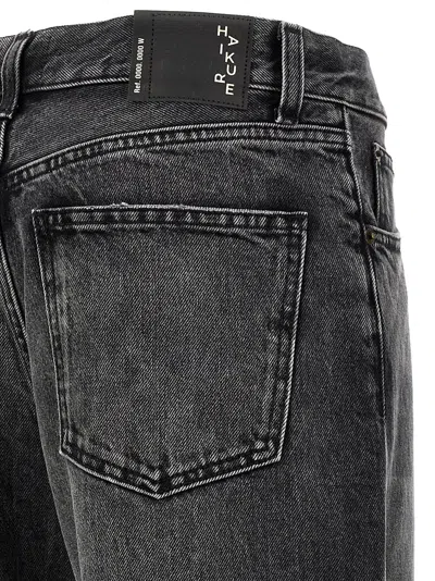Haikure 'korea' Grey Jeans With Faded Effect And Logo Patch On The Back In Black