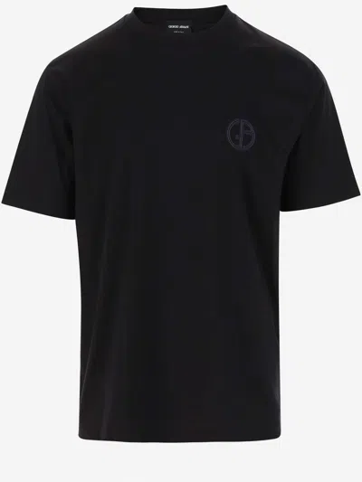 Shop Giorgio Armani Cotton T Shirt With Logo In Black