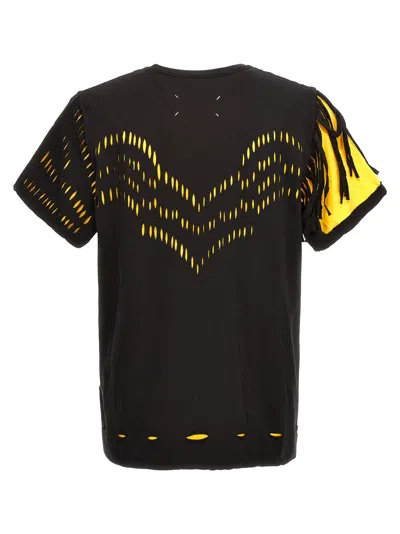 Maison Margiela Two-tone Cut-out Cotton T-shirt In Yellow