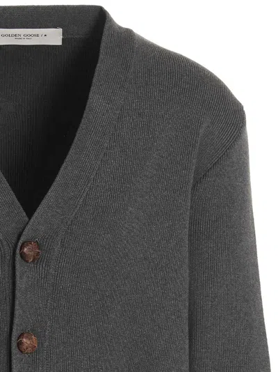 Golden Goose Cotton V-necked Cardigan In Gray