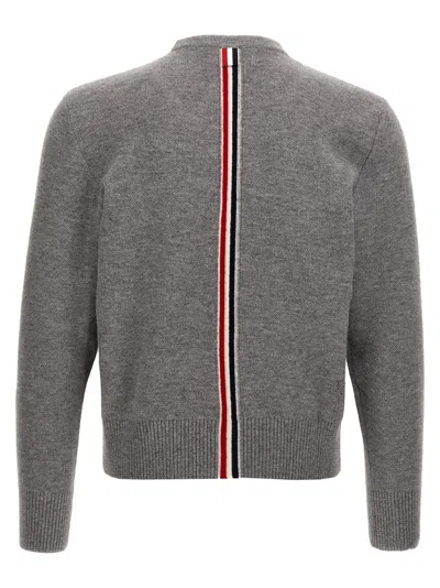 Thom Browne Crewneck Sweater With Tricolor Band In Gray