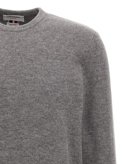 Thom Browne Crewneck Sweater With Tricolor Band In Gray