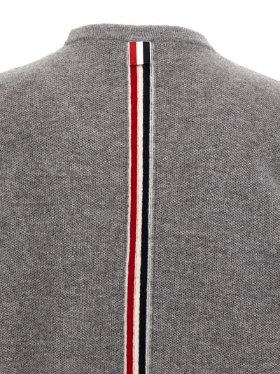 Thom Browne Crewneck Sweater With Tricolor Band In Gray