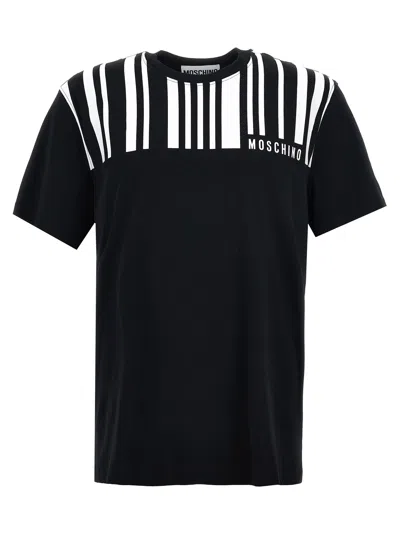 Shop Moschino Contrast Print T Shirt In White/black