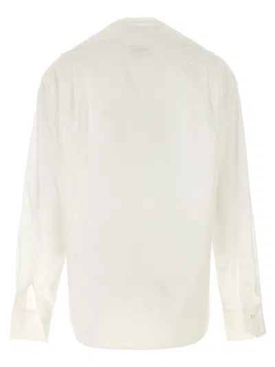 Mm6 Maison Margiela Mm6 By Maison Margiela V-neck Cotton Shirt With Long Cuffed Sleeves In White