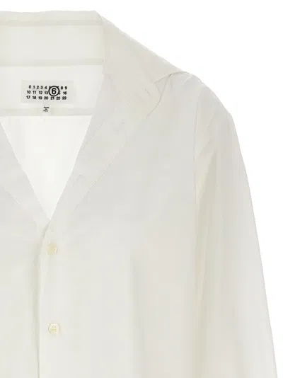 Mm6 Maison Margiela Mm6 By Maison Margiela V-neck Cotton Shirt With Long Cuffed Sleeves In White