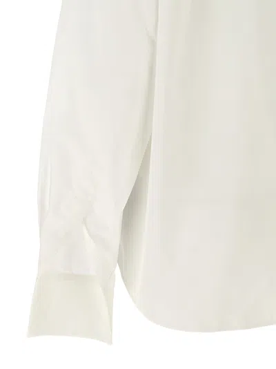 Mm6 Maison Margiela Mm6 By Maison Margiela V-neck Cotton Shirt With Long Cuffed Sleeves In White