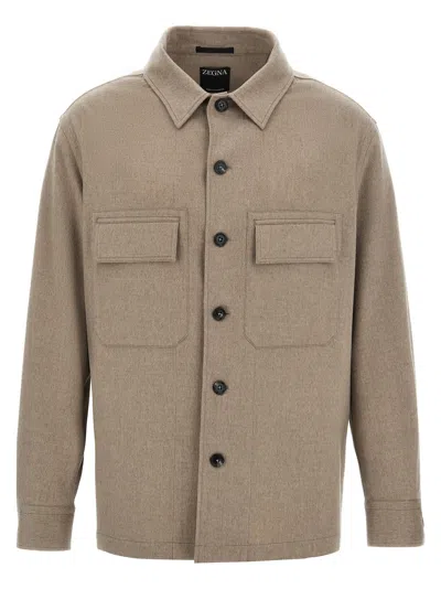 Shop Zegna Cashmere Shirt In Beige