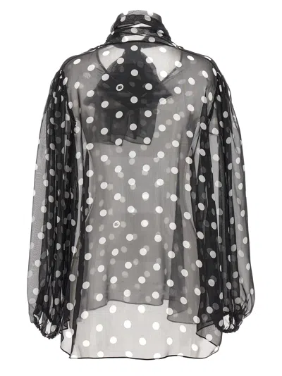 Dolce & Gabbana Polka Dot Print Chiffon Blouse In White/black