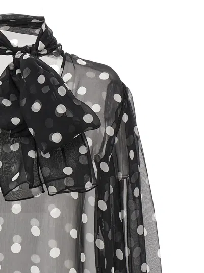 Dolce & Gabbana Polka Dot Print Chiffon Blouse In White/black