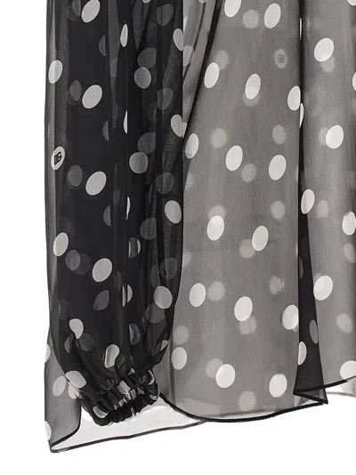Dolce & Gabbana Polka Dot Print Chiffon Blouse In White/black