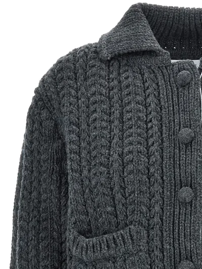 Shop Thom Browne 'chunky Links' Cardigan In Gray