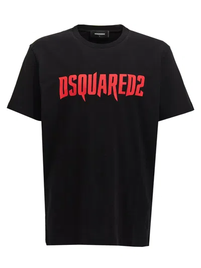 Shop Dsquared2 Logo Print T Shirt In Black