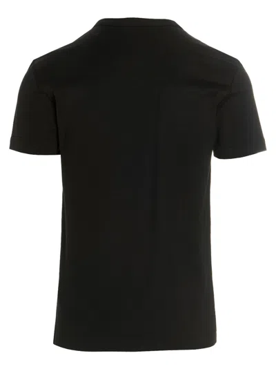 Dolce & Gabbana Black T-shirt With Logo Tag Detail On The Front In Cotton Man In Black