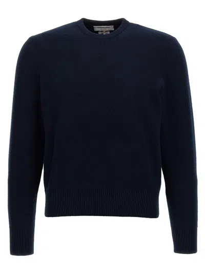 Thom Browne Wool Piqué Crewneck Pullover In Blue