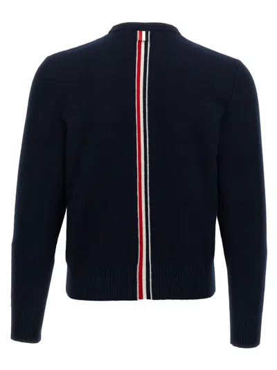 Thom Browne Wool Piqué Crewneck Pullover In Blue