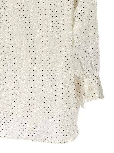 Ermanno Scervino Polka Dot Shirt Flower Brooch In White/black