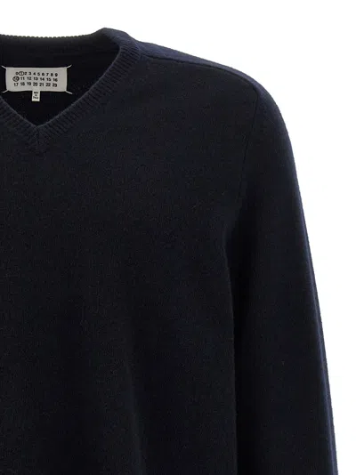 Maison Margiela Classic Crew Neck Sweater With Suede Elbow Patches In Black