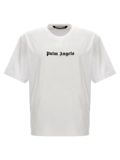 Shop Palm Angels 'logo' T Shirt In White/black