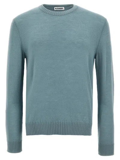 Shop Jil Sander Logo Embroidery Sweater In Light Blue