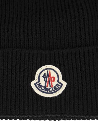 Shop Moncler Wool Cap In Black