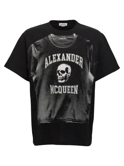 Alexander Mcqueen Logo Print T-shirt In Black