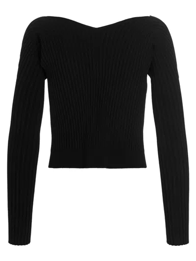 Jacquemus La Maille Pralu Longue Black Cardigan Women In Black