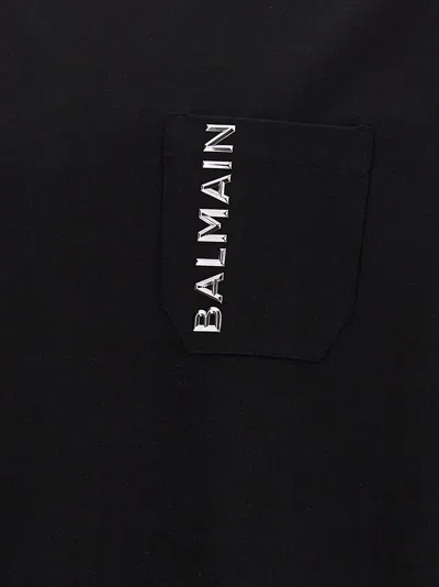 Shop Balmain Logo T Shirt In Black