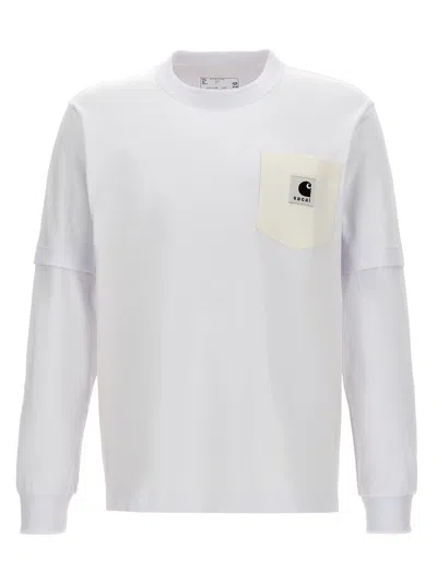 Shop Sacai T Shirt  X Carhartt Wip In White