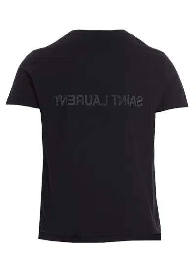Saint Laurent Reverse Logo T-shirt In Blue