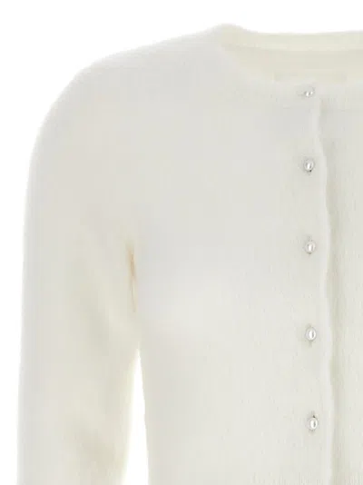 Shop Maison Margiela Pearl Buttons Cardigan In 白色的