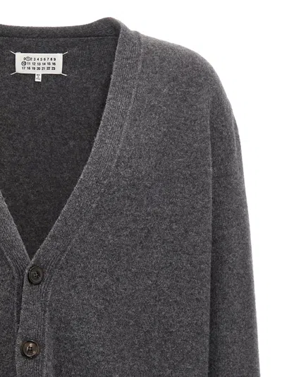 Maison Margiela Wool Cardigan With Four-stitched Logo In Gray
