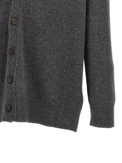Maison Margiela Wool Cardigan With Four-stitched Logo In Gray