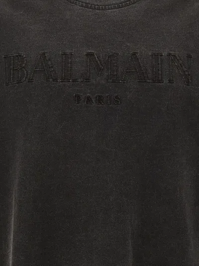 Shop Balmain ' Vintage' T Shirt In Gray