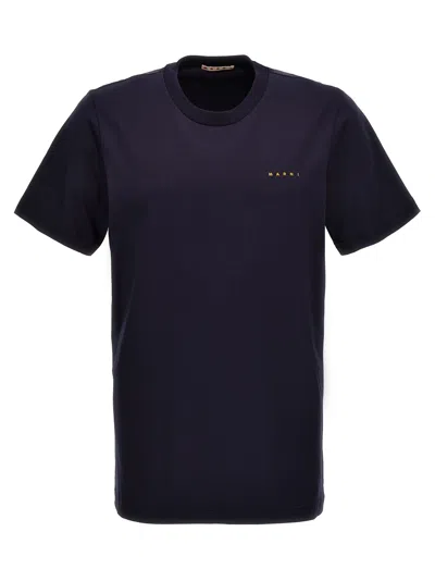 Shop Marni Logo Embroidery T Shirt In Blue