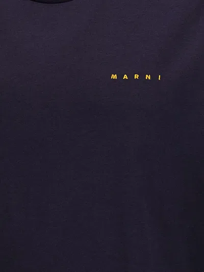 Shop Marni Logo Embroidery T Shirt In Blue