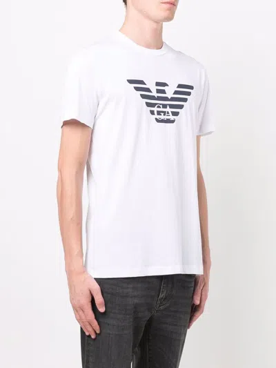 Shop Emporio Armani Logo Cotton Shirt In White