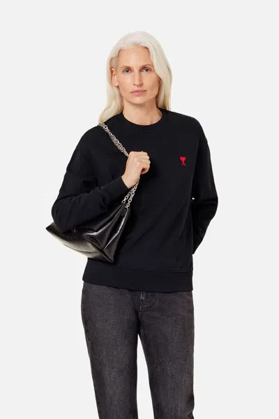 Shop Ami Alexandre Mattiussi Ami Paris Ami De Coeur Cotton Sweatshirt In Black