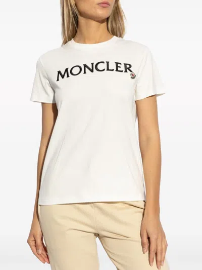 Shop Moncler Logo Cotton T Shirt In White