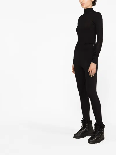 Moncler Brand-embossed Slim-fit High-rise Stretch-woven Leggings In Black